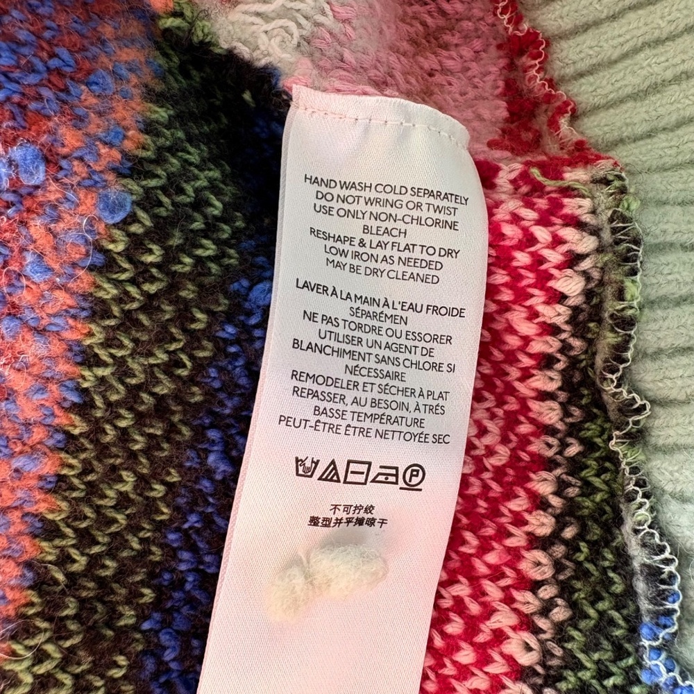 Anthropologie Boho Abstract Multicolor Patchwork Open Cardigan Sweater 1X/2X - Picture 4 of 16